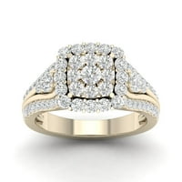 12K dijamantni zaručnički prsten od 14k žutog zlata u obliku jastuka