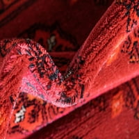 Jedinstveni tkalački stan sag Crvena Crna 6 '1 9 ' pravokutni obrub tradicionalni savršen za dnevni boravak spavaća