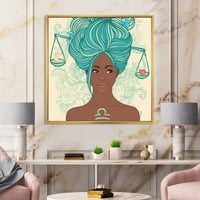 DesignArt 'Portret Afroamerikanke s plavom kosom I' Moderno uokvirena platna zidna umjetnička tiska