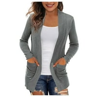 Jakne za žene, duge kožne jakne plus veličine, ženski džemperi s džepovima sprijeda, Ležerne jakne za žene, dugi