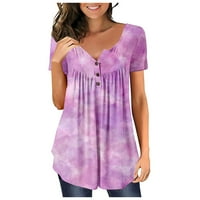 Ženske bluze Henleigh seksi bluza s grafičkim printom Ženske majice Plus Size ljetni vrhovi kratkih rukava ljubičasta;