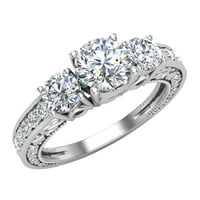 Zaručnički prsten s tri kamena u vintage stilu prošlost sadašnjost budućnost dijamantni prsten od bijelog zlata
