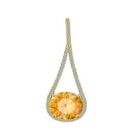 Zaručnička ogrlica od dijamanata i dragulja od 4 karata za žene, Privjesak od žutog zlata od 10 karata s lancem