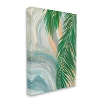 Listovi tropske palme izbliza s vrtložnim uzorkom Galerija slika na omotanom platnu tiskana zidna umjetnost, dizajn