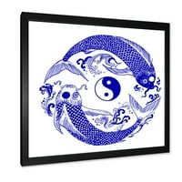 DesignArt 'Blue Chinoiserie Koi Fish II' Tradicionalni uokvireni umjetnički tisak