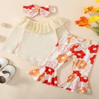 Kompleti odjeće za novorođene djevojčice _ pleteni kombinezon dugih rukava s čipkastim oblogama + lepršave hlače