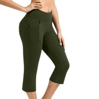 Ženske hlače Plus size ženske tajice do koljena Capri joga hlače visokog struka Ležerne ljetne hlače s džepovima