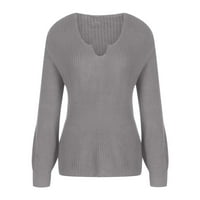 Topovi džempera-Puloveri za žene, jednobojni topovi za odmor s izrezom u obliku slova u, seksi tunika, elegantni