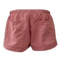 Glonme Ladies Mini hlače Čvrsta boja kratkih hlača s visokim strukom kratke hlače ljeto s džepovima dno dnevnog