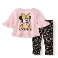 Slatki Pleteni gornji dio s raširenim rukavima i Hi-Lo tajice Minnie Mouse, Komplet odjeće