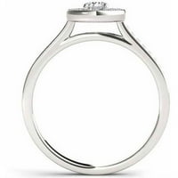 Carat T.W. Dijamantni pojedinačni halo 10KT zaručnički prsten od bijelog zlata