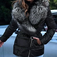 Zimski kaput za žene, ženski izolirani donji kaput s podesivom kapuljačom, topla zimska jakna, crna