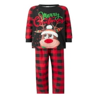 Obiteljski Božićni pidžama Set od A-liste, Raglan rukavi s kariranim hlačama s printom losa, Komplet odjeće za
