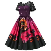 Ženske kostime Halloween kostimi ženske vintage haljine za Noć vještica čipkajte up kratke rukave haljine za vrat