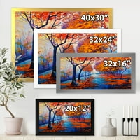 Dizajnerska umjetnost narančasti jesenski krajolik s malom dragom tradicionalni uokvireni umjetnički tisak
