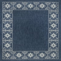 Tradicionalni rubni tepih u tamnoplavoj boji, svijetlosivi pravokutnik za unutarnju i vanjsku upotrebu, lako se
