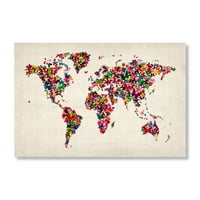 Zaštitni znak Art World World Map leptirs Canvas Art by Michael Tompsett