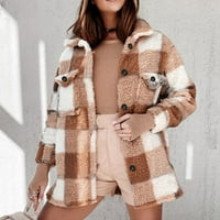 Ženska zimska jakna, Ženska Udobna, dugih rukava, karirani gumb, Plišana vunena jakna od flisa, kardigan kaput