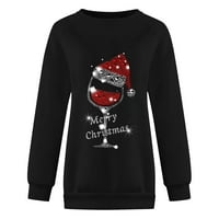Božićni džemper Ženska majica s okruglim vratom s printom slova dugih rukava Božićni casual Božićni sportski vrhovi