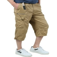 Glookwis muškarci elastični struk Capri hlače obične hlače Leisure ugrađene teretne hlače s džepovima dna na zatvaraču