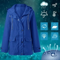 Ženski kapuljača kiša vodonepropusna kaputa Čvrsti džepovi Jakna Za jaknu na otvorenom za kišnu jaknu otporna