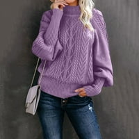 Džemperi za žene, džemper srednjeg vrata, široki pleteni jednobojni pulover s dugim rukavima, gornji dio