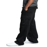 Muške Casual teretne hlače s ravnim nogavicama Plus veličine, jednobojne, vezice, elastični pojas, Pune dužine