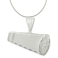 Karat u karats sterling srebrno polirani završni saten završni dijamant rezan megafonski šarm privjesak s ogrlicom
