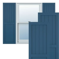 Ekena Millwork 15 W 34 H TRUE FIT PVC Farmhouse kombinacija ravne ploče Fiksna nosača, SOJOURN BLUE