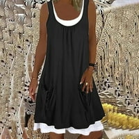 Ženska ljetna odjeća lažna dvodijelna haljina ležerna široka haljina s okruglim vratom s cvjetnim printom Ležerne