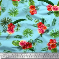 Georgette tkanina Sa Sojmoi mahovinom, tkanina s tropskim ukrasom u obliku cvijeća i lišća, s otiskom širine dvorišta