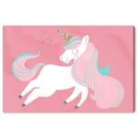 Wynwood Studio Fantasy and Sci -Fi Wall Art Canvas ispisuje fantastična stvorenja Magical Unicorn - Pink, White