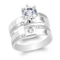 Ženski zaručnički prsten od bijelog zlata od 10 karata s okruglim kubičnim cirkonijem veličine 4-10