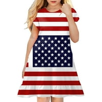 Haljine za djevojčice s printom kratkih rukava aktivna Moda ležerna unutarnja vanjska haljina za Dan neovisnosti