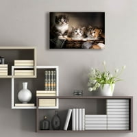 Epska umjetnost 'Tri mačića' Jonathan Ross, akrilna staklena zidna umjetnost, 24 x16