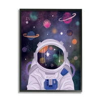 Stupell Industries Cosmic Universe Reflection Astronaut kaciga Galaxy Stars Framed Wall Art, 20, dizajn Lisa Perry