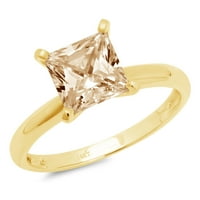 Zaručnički prsten sa smeđim prirodnim morganitom izrezanim princezom od 2,5 karata u žutom zlatu od 14 karata,
