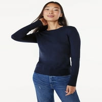 Široki Ženski džemper s okruglim vratom s dugim rukavima srednje duljine, veličine od MBL