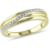 Križni prsten od srebra sa žutim rodijem s dijamantnim naglaskom