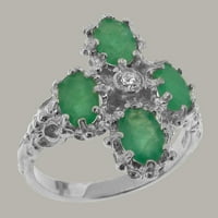 Ženski jubilarni prsten od srebra izrađen u Velikoj Britaniji s kubičnim cirkonijem i smaragdom-opcije veličine-veličina