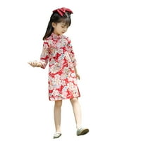 Haljina za malu malu dugim rukavima cheongsam performanse proljetne jeseni djevojke retro tanga haljina haljina
