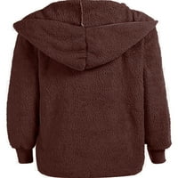 Ženski kaput, kardigan, gornja odjeća, jakna s kapuljačom, zimski topli kaputi, ležerna Kava, Odjeća