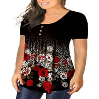 Ženske majice kratkih rukava Plus veličine u donjem rublju, nabrane lepršave bluze od tunike, vrhovi s cvjetnim