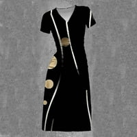 Aurouralne žene haljine na čišćenju ženskog modnog ljetnog tiska s kratkim rukavima V-izrez dugačka haljina