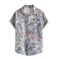 Muška modna bluza top s printom u domoljubnom stilu Havajska ljetna košulja s odbijenim ovratnikom muške proljetne