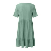 Ženske haljine Plus size, ljetna jednobojna košulja s izrezom u obliku slova u i kratkim rukavima, ležerna mini