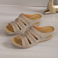 DPitySerensio Žene klinove casual cipele Čvrsta boja sandala s niskim petom modni flop ortopedske sandale beige