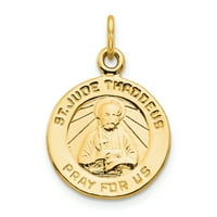 Karat u karats 10k žuto zlato šarm medalja St. Jude s ogrlicom laganog lanca laganog užeta od 14K žutog zlata