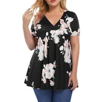 Poslovne košulje za žene crni ženski ljetni modni Top Plus size plisirani široki gornji dio kratkih rukava U obliku