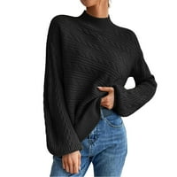 Ženski džemperi jesen džemper Turtleneck pulover dugim rukavima pleteni džemper crni